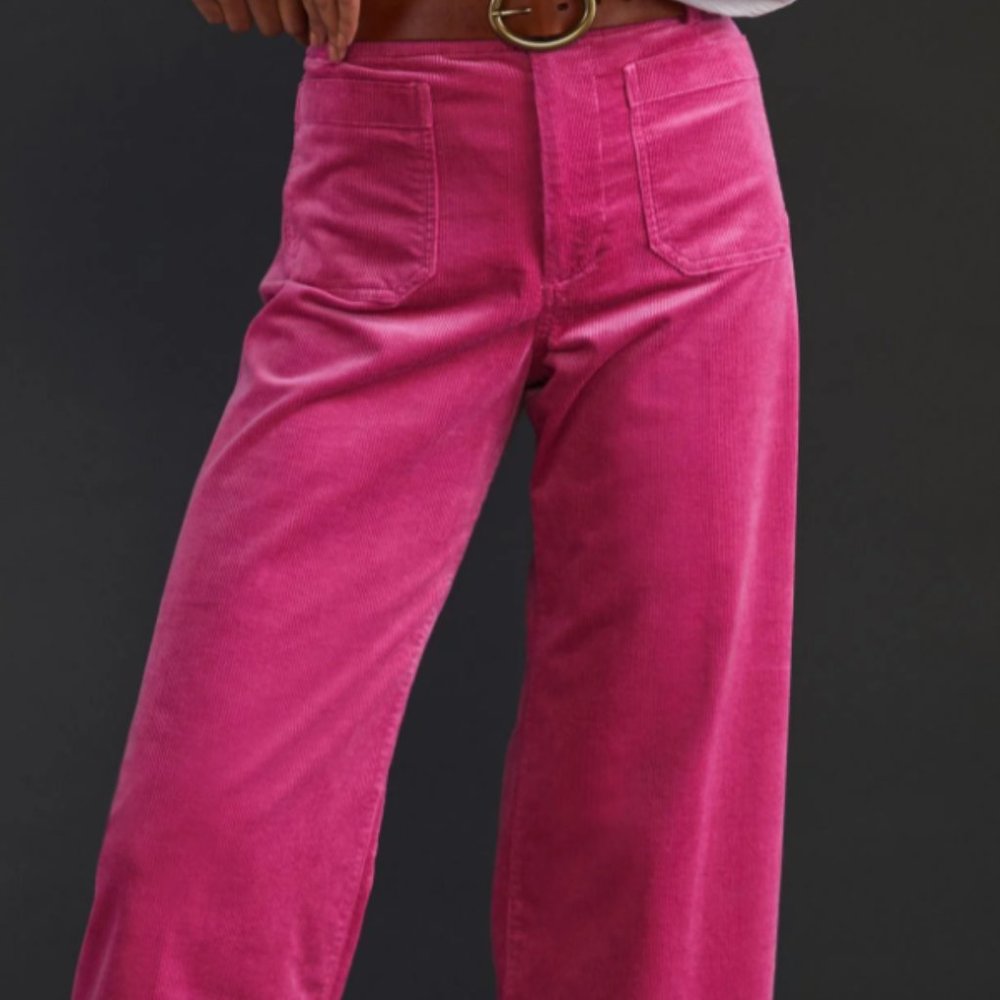 Anthro Wide Leg Cords, Pink, Size 26